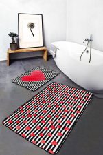 - PaspasTakimi-2li-Set305-Gorsel - Realhomes  Çizgili Zemin Kırmızı Kalp Tasarımlı Dijital Baskılı 2'li Kaymaz Tabanlı Banyo & Mutfak Paspas Takımı Realhomes