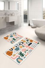 - PaspasTakimi-2li-Set308-Gorsel-2 - Realhomes  Onedraw Minimal Tasarımlı Dijital Baskılı 2'li Kaymaz Tabanlı Banyo & Mutfak Paspas Takımı Realhomes