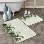 Açık Mavi & Pembe Gül Demeti Desenli 2'li Kaymaz Tabanlı Banyo & Mutfak Paspas Takımı Realhomes