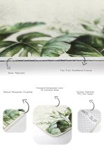 - PaspasTakimi-2li-Set311-Gorsel-3 - Realhomes Krem Zeminli Yeşil Tropik Yapraklar Özel Tasarım 2'li Kaymaz Tabanlı Banyo & Mutfak Paspas Takımı Realhomes