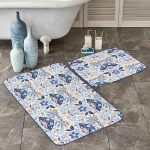 Gri Siyah Çizgili Geyik Motifli 2'li Kaymaz Tabanlı Banyo & Mutfak Paspas Takımı Realhomes