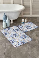 - PaspasTakimi-2li-Set313-Gorsel - Realhomes  Mavi Çini Motifli Kelebek Tasarımlı Dijital Baskılı 2'li Kaymaz Tabanlı Banyo & Mutfak Paspas Takımı Realhomes