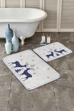 - PaspasTakimi-2li-Set316-Gorsel - Realhomes  Yılbaşı Temalı Lacivert Geyik Motifli Dijital Baskılı 2'li Kaymaz Tabanlı Banyo & Mutfak Paspas Takımı Realhomes