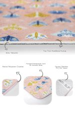 - PaspasTakimi-2li-Set317-Gorsel-3 - Realhomes Pembe Zemin Mavi Kelebek Tasarımlı 2'li Kaymaz Tabanlı Banyo & Mutfak Paspas Takımı Realhomes