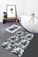 - PaspasTakimi-2li-Set320-Gorsel-2 - Realhomes  Yılbaşı Temalı Çam Ağaçları Geyik Tasarımlı 2'li Kaymaz Tabanlı Banyo & Mutfak Paspas Takımı Realhomes