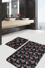 - PaspasTakimi-2li-Set323-Gorsel - Realhomes Siyah Zemin Çapa Dümen Özel Tasarımlı 2'li Kaymaz Tabanlı Banyo & Mutfak Paspas Takımı Realhomes
