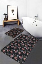 - PaspasTakimi-2li-Set323-Gorsel-2 - Realhomes Siyah Zemin Çapa Dümen Özel Tasarımlı 2'li Kaymaz Tabanlı Banyo & Mutfak Paspas Takımı Realhomes