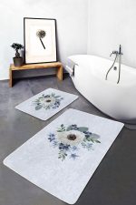 - PaspasTakimi-2li-Set326-Gorsel-2 - Realhomes  Beyaz Gül Tasarımlı Dijital Baskılı 2'li Kaymaz Tabanlı Banyo & Mutfak Paspas Takımı Realhomes