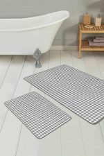 - PaspasTakimi-2li-Set331-Gorsel-1 - Realhomes  Gri Kazayağı Desenli Dijital Baskılı 2'li Kaymaz Tabanlı Banyo & Mutfak Paspas Takımı Realhomes