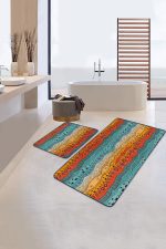 - PaspasTakimi-2li-Set332-Gorsel-2 - Realhomes  Renkli Etnik Tasarımlı Dijital Baskılı 2'li Kaymaz Tabanlı Banyo & Mutfak Paspas Takımı Realhomes