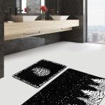 Mavi Çini Motifli Kelebek Tasarımlı Dijital Baskılı 2'li Kaymaz Tabanlı Banyo & Mutfak Paspas Takımı Realhomes