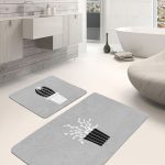 Taş Zemin Renkli Kelebek Tasarımlı 2'li Kaymaz Tabanlı Banyo & Mutfak Paspas Takımı Realhomes