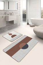 - PaspasTakimi-2li-Set337-Gorsel-2 - Realhomes  Onedraw Temalı Dijital Baskılı Özel Tasarım 2'li Kaymaz Tabanlı Banyo & Mutfak Paspas Takımı Realhomes