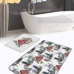 Gri Zemin Bohem Tropik Yaprak Motifli 2'li Kaymaz Tabanlı Banyo & Mutfak Paspas Takımı Realhomes