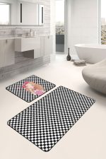 - PaspasTakimi-2li-Set34-Gorsel-2 - Realhomes  Popcake Kız Motifli Dama Temalı 2'li Kaymaz Tabanlı Banyo & Mutfak Paspas Takımı Realhomes