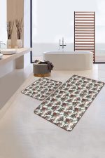 - PaspasTakimi-2li-Set344-Gorsel-2 - Realhomes  Kurdaleli Kozalak Temalı Dijital Baskılı 2'li Kaymaz Tabanlı Banyo & Mutfak Paspas Takımı Realhomes