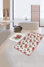 - PaspasTakimi-2li-Set345-Gorsel-1 - Realhomes Kırmızı Gül Kozalak Temalı Dijital Baskılı 2'li Kaymaz Tabanlı Banyo & Mutfak Paspas Takımı Realhomes