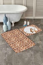 - PaspasTakimi-2li-Set347-Gorsel-2 - Realhomes  Kahverengi Zürafa Motifli Dijital Baskılı 2'li Kaymaz Tabanlı Banyo & Mutfak Paspas Takımı Realhomes