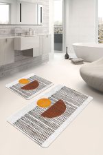 - PaspasTakimi-2li-Set348-Gorsel-1 - Realhomes  Onedraw Temalı Güneşin Doğuşu Dijital Baskılı 2'li Kaymaz Tabanlı Banyo & Mutfak Paspas Takımı Realhomes