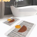 Kırmızı Gri Kar Taneleri Özel Tasarım 2'li Kaymaz Tabanlı Banyo & Mutfak Paspas Takımı Realhomes