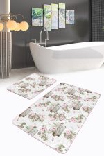 - PaspasTakimi-2li-Set349-Gorsel-1 - Realhomes  Çiçek Demetleri Dijital Baskılı Özel Tasarım 2'li Kaymaz Tabanlı Banyo & Mutfak Paspas Takımı Realhomes