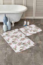 - PaspasTakimi-2li-Set349-Gorsel - Realhomes  Çiçek Demetleri Dijital Baskılı Özel Tasarım 2'li Kaymaz Tabanlı Banyo & Mutfak Paspas Takımı Realhomes