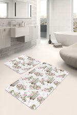 - PaspasTakimi-2li-Set349-Gorsel-2 - Realhomes  Çiçek Demetleri Dijital Baskılı Özel Tasarım 2'li Kaymaz Tabanlı Banyo & Mutfak Paspas Takımı Realhomes