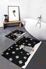 - PaspasTakimi-2li-Set352-Gorsel-1 - Realhomes  Siyah Zemin Yılbaşı Temalı Hediye Paketleri 2'li Kaymaz Tabanlı Banyo & Mutfak Paspas Takımı Realhomes