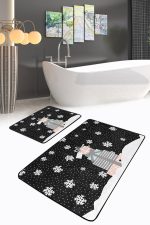 - PaspasTakimi-2li-Set352-Gorsel-2 - Realhomes  Siyah Zemin Yılbaşı Temalı Hediye Paketleri 2'li Kaymaz Tabanlı Banyo & Mutfak Paspas Takımı Realhomes