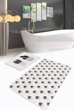 - PaspasTakimi-2li-Set354-Gorsel - Realhomes Beyaz Zemin Puantiye Motifli Kaktüs Tasarımlı 2'li Kaymaz Tabanlı Banyo & Mutfak Paspas Takımı Realhomes