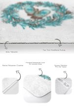 Yılbaşı Temalı Mavi Çelekli Dijital Baskılı 2'li Kaymaz Tabanlı Banyo & Mutfak Paspas Takımı Realhomes