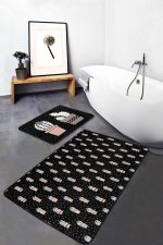 - PaspasTakimi-2li-Set356-Gorsel-1 - Realhomes  Siyah Zemin Puantiyeli Kaktüs Tasarımlı 2'li Kaymaz Tabanlı Banyo & Mutfak Paspas Takımı Realhomes