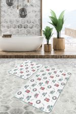 - PaspasTakimi-2li-Set357-Gorsel-1 - Realhomes Yılbaşı Temalı Çam Ağacı Dijital Baskılı 2'li Kaymaz Tabanlı Banyo & Mutfak Paspas Takımı Realhomes