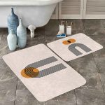 Gri Zemin Çam Yaprakları Kar Taneleri Özel Tasarım 2'li Kaymaz Tabanlı Banyo & Mutfak Paspas Takımı Realhomes