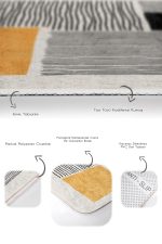 Çizgili Kareli Desenli Dijital Baskılı 2'li Kaymaz Tabanlı Banyo & Mutfak Paspas Takımı Realhomes