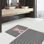 Siyah Beyaz Mermer Özel Tasarım Dijital Baskılı 2'li Kaymaz Tabanlı Banyo Mutfak Paspas Takımı Realhomes