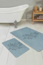 - PaspasTakimi-2li-Set360-Gorsel-1 - Realhomes  Mavi Zeminli Online Çiçek Desenli 2'li Kaymaz Tabanlı Banyo & Mutfak Paspas Takımı Realhomes