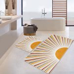 Tropik Yaprak Dijital Baskılı Özel Tasarım 2'li Kaymaz Tabanlı Banyo & Mutfak Paspas Takımı Realhomes