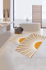 - PaspasTakimi-2li-Set362-Gorsel - Realhomes  Güneş Temalı Renkli Çizimli Dijital Baskılı 2'li Kaymaz Tabanlı Banyo & Mutfak Paspas Takımı Realhomes