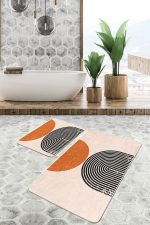 - PaspasTakimi-2li-Set364-Gorsel - Realhomes  Çizgili Onedraw Özel Tasarımlı 2'li Kaymaz Tabanlı Banyo & Mutfak Paspas Takımı Realhomes