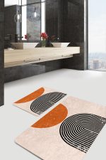 - PaspasTakimi-2li-Set364-Gorsel-2 - Realhomes  Çizgili Onedraw Özel Tasarımlı 2'li Kaymaz Tabanlı Banyo & Mutfak Paspas Takımı Realhomes