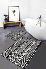 - PaspasTakimi-2li-Set367-Gorsel - Realhomes  Siyah Beyaz İskandinav Motifli Dijital Baskılı 2'li Kaymaz Tabanlı Banyo & Mutfak Paspas Takımı Realhomes