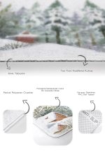 Kış Temalı Bağ Evi Tasarımlı Dijital Baskılı 2'li Kaymaz Tabanlı Banyo & Mutfak Paspas Takımı Realhomes