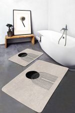 - PaspasTakimi-2li-Set374-Gorsel - Realhomes  Krem Zeminli Çizgili Tasarım Dijital Baskılı 2'li Kaymaz Tabanlı Banyo & Mutfak Paspas Takımı Realhomes