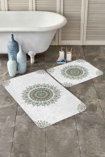 - PaspasTakimi-2li-Set376-Gorsel - Realhomes Tüy Motifli Mandala Tasarımlı Dijital Baskılı 2'li Kaymaz Tabanlı Banyo & Mutfak Paspas Takımı Realhomes