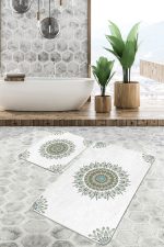 - PaspasTakimi-2li-Set376-Gorsel-2 - Realhomes Tüy Motifli Mandala Tasarımlı Dijital Baskılı 2'li Kaymaz Tabanlı Banyo & Mutfak Paspas Takımı Realhomes