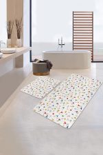 - PaspasTakimi-2li-Set378-Gorsel-1 - Realhomes Renkli Kuşlar Özel Tasarımlı Dijital Baskılı 2'li Kaymaz Tabanlı Banyo & Mutfak Paspas Takımı Realhomes