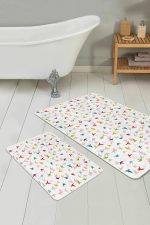 - PaspasTakimi-2li-Set378-Gorsel - Realhomes Renkli Kuşlar Özel Tasarımlı Dijital Baskılı 2'li Kaymaz Tabanlı Banyo & Mutfak Paspas Takımı Realhomes