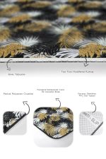 - PaspasTakimi-2li-Set381-Gorsel-3 - Realhomes  Gold Detalı Siyah Beyaz Tropik Yapraklar 2'li Kaymaz Tabanlı Banyo & Mutfak Paspas Takımı Realhomes