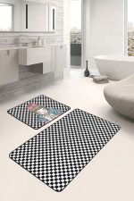 - PaspasTakimi-2li-Set39-Gorsel-1 - Realhomes  Kahve İçen Kız Motifli Dama Temalı 2'li Kaymaz Tabanlı Banyo & Mutfak Paspas Takımı Realhomes